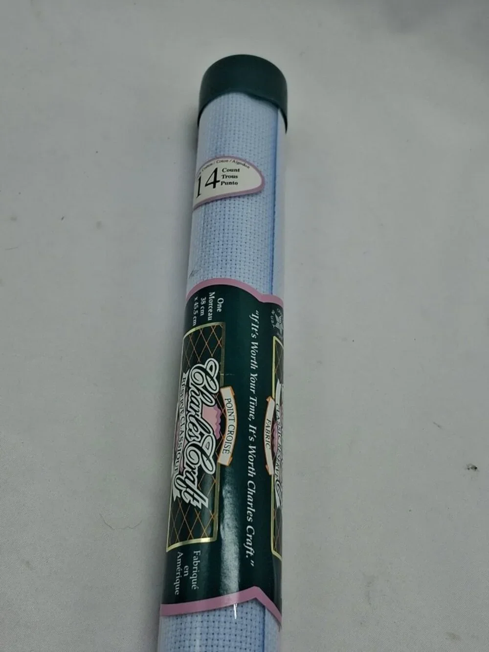 CROSS STITCH Fabric by CHARLES CRAFT  14 Count 15 in x 18 in LIGHT BLUE